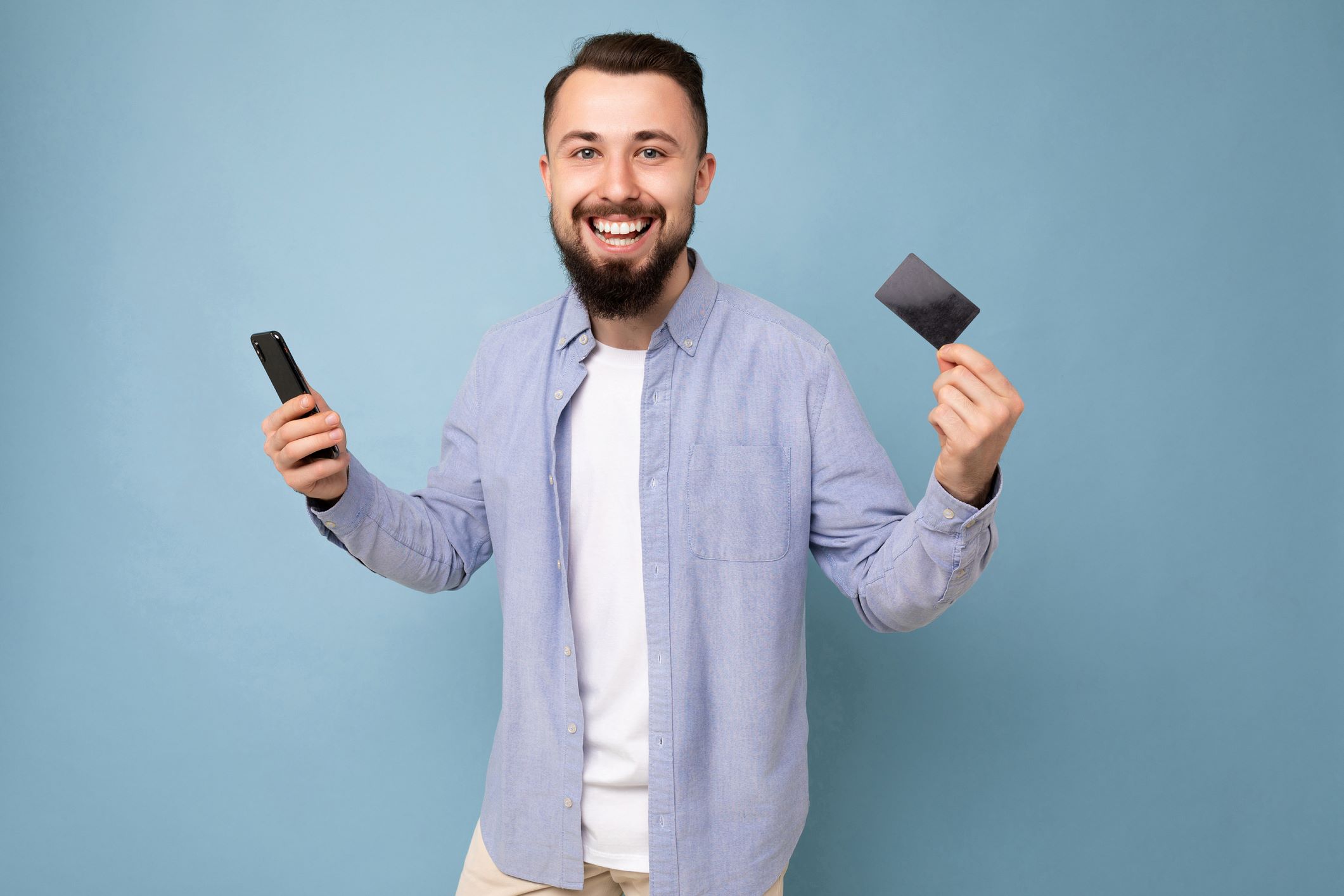 man with card